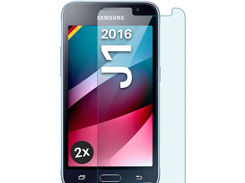 MOEX 2x Panzerglas - Schutzfolie, klar Schutzglas(für Samsung Galaxy J1 (2016))