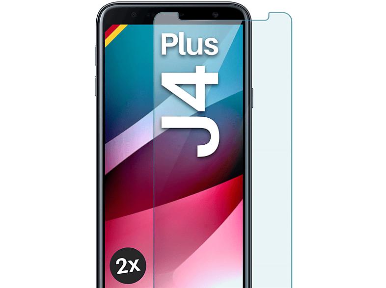 Schutzglas(für J4 Schutzfolie, - klar Panzerglas 2x MOEX Plus) Samsung Galaxy