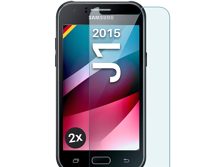 Schutzglas(für Samsung (2015)) Panzerglas MOEX J1 2x Schutzfolie, - Galaxy klar