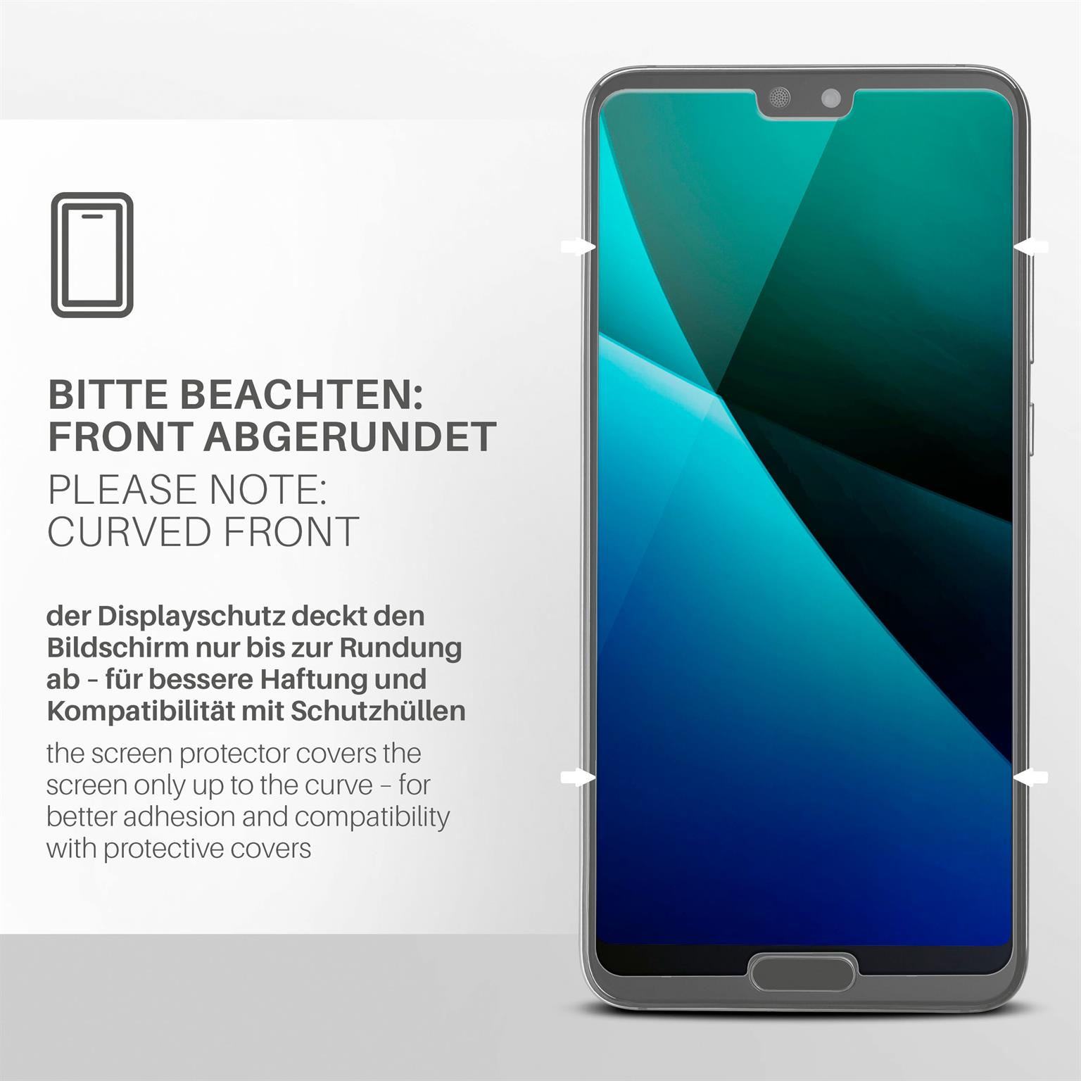 Smartphone mit gewölbter Front-Displayschutzfolie. Der Schutz deckt den Bildschirm ab, um eine bessere Haftung und Kompatibilität zu gewährleisten.