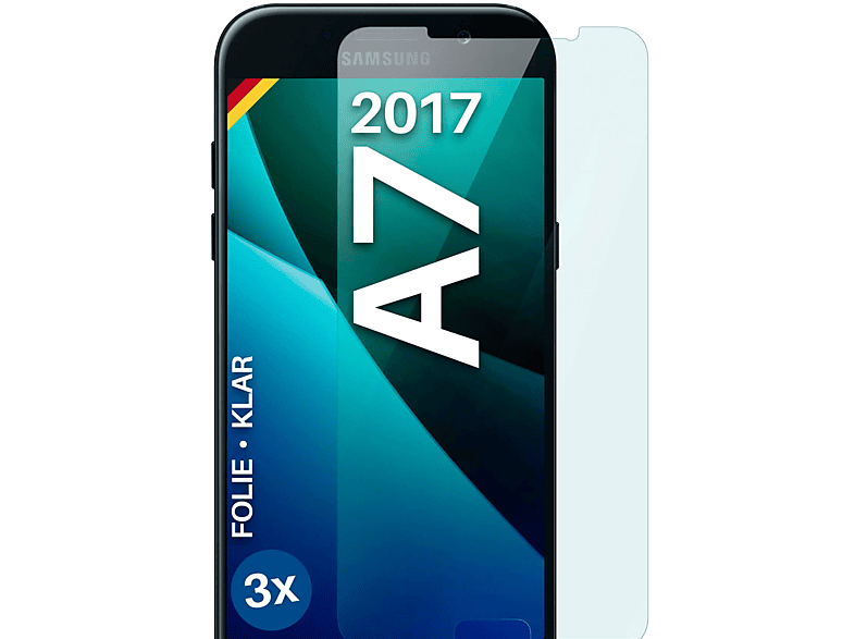 MOEX 3x Schutzfolie, klar Displayschutz(für Samsung Galaxy A7 (2017))