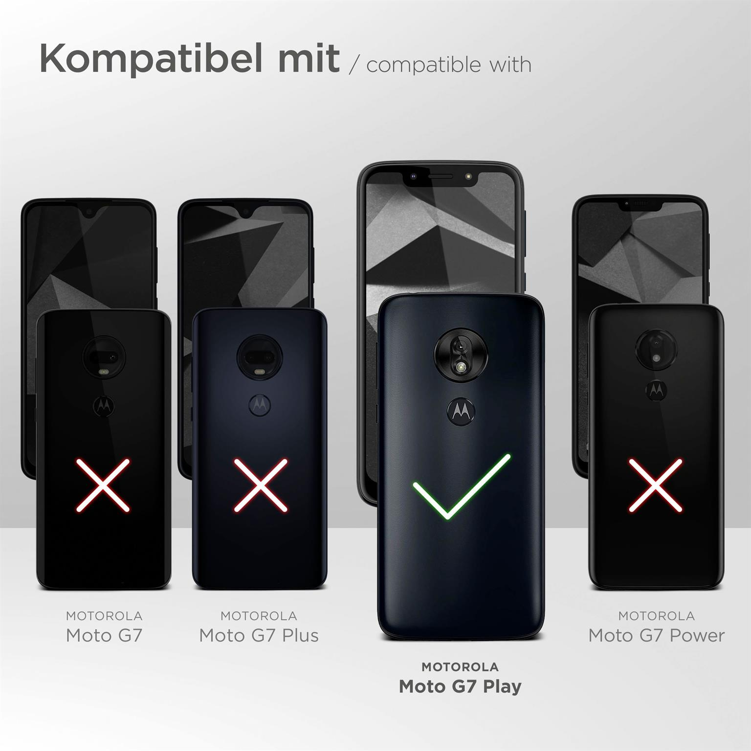 Telefone mit Kompatibilitätsprüfung. Motorola Moto G7 Play mit grünem Häkchen.