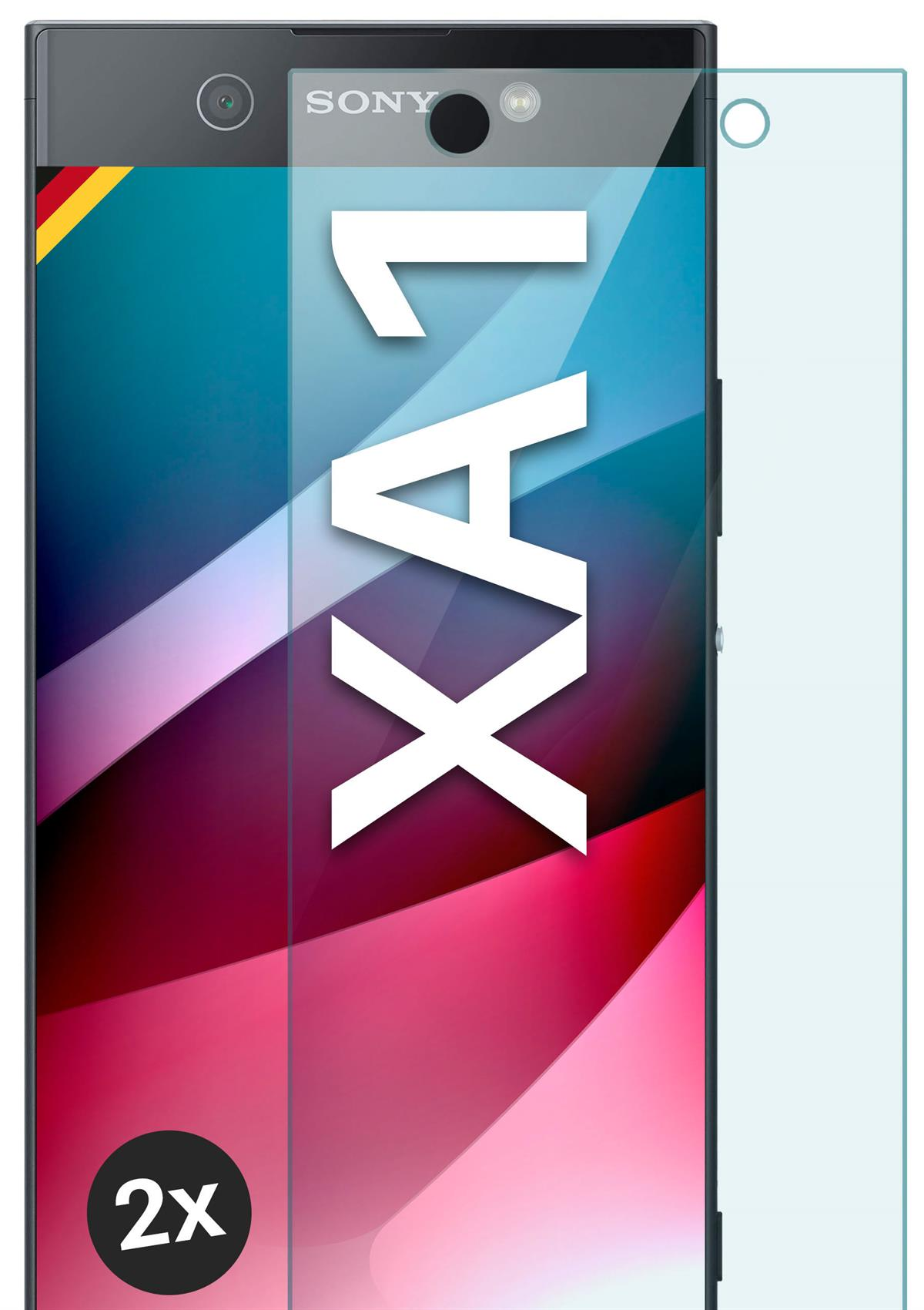 MOEX 2x Panzerglas - Xperia Schutzfolie, klar Schutzglas(für XA1) Sony