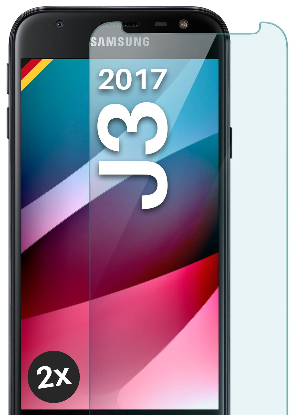 Samsung Schutzfolie, MOEX Schutzglas(für klar - (2017)) J3 2x Galaxy Panzerglas