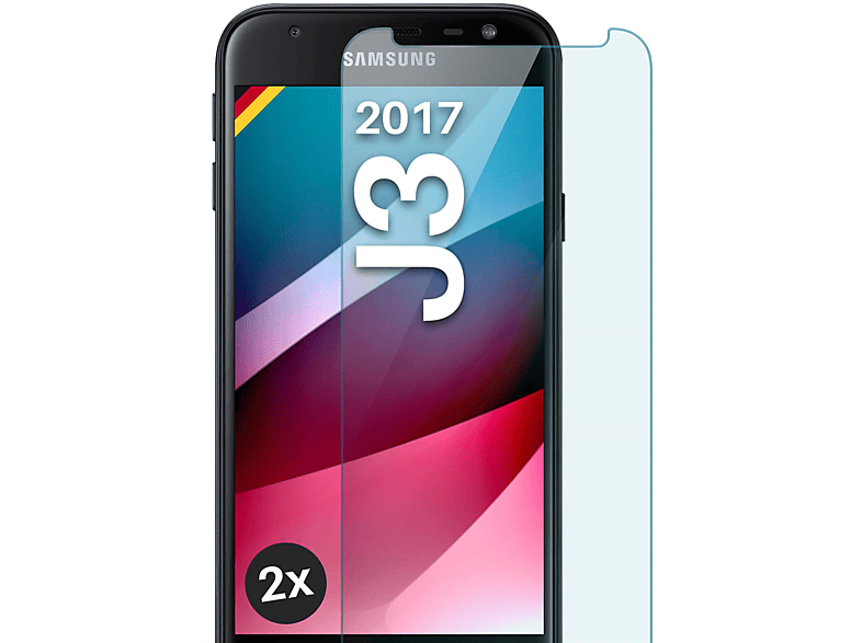 MOEX 2x Panzerglas - Schutzfolie, klar Schutzglas(für Samsung Galaxy J3 (2017))