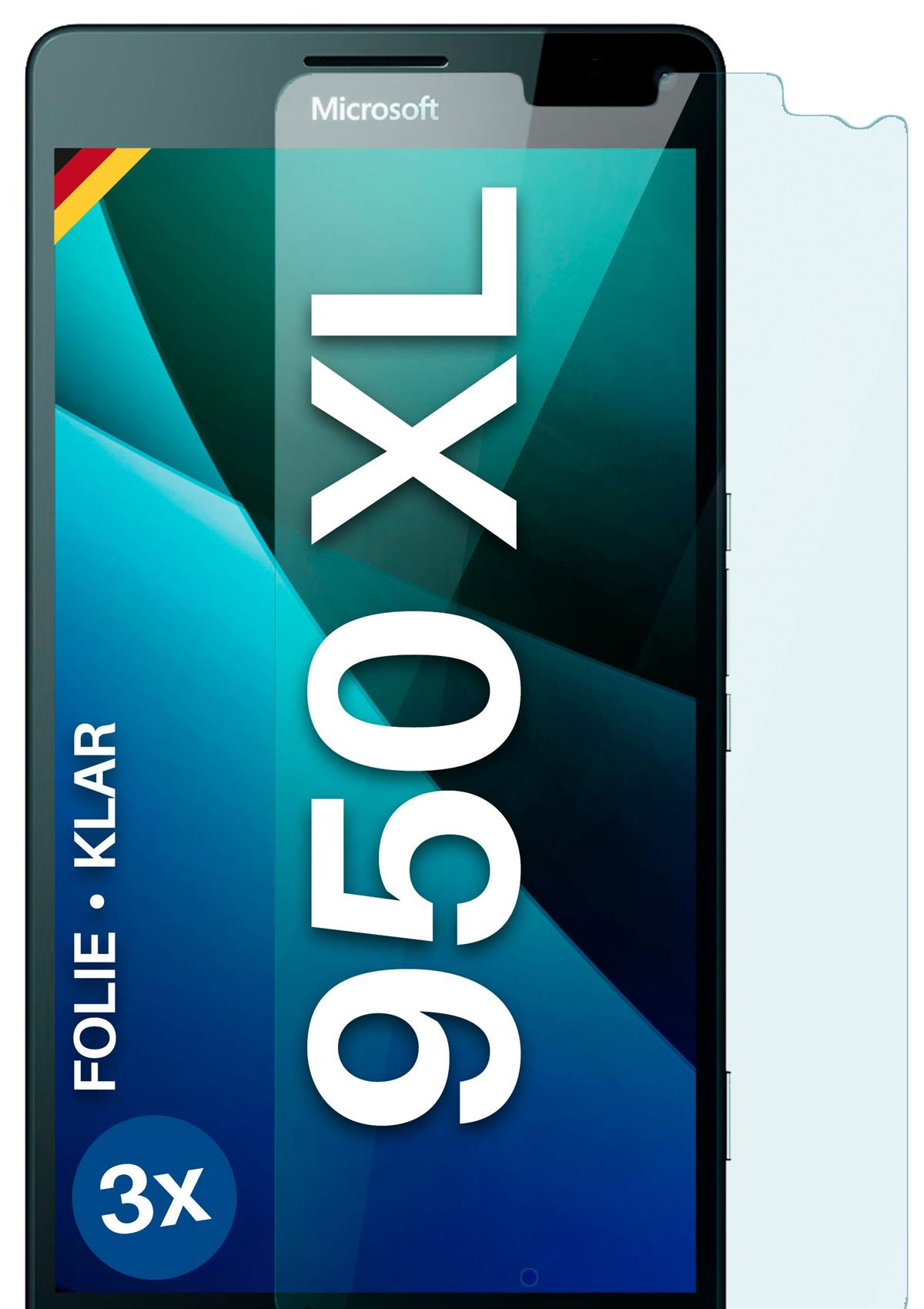 MOEX 3x Schutzfolie, klar Displayschutz(für XL) Microsoft Lumia 950