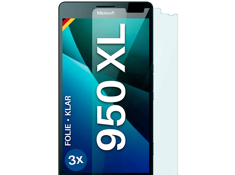 MOEX 3x Displayschutz(für Microsoft Schutzfolie, XL) 950 Lumia klar