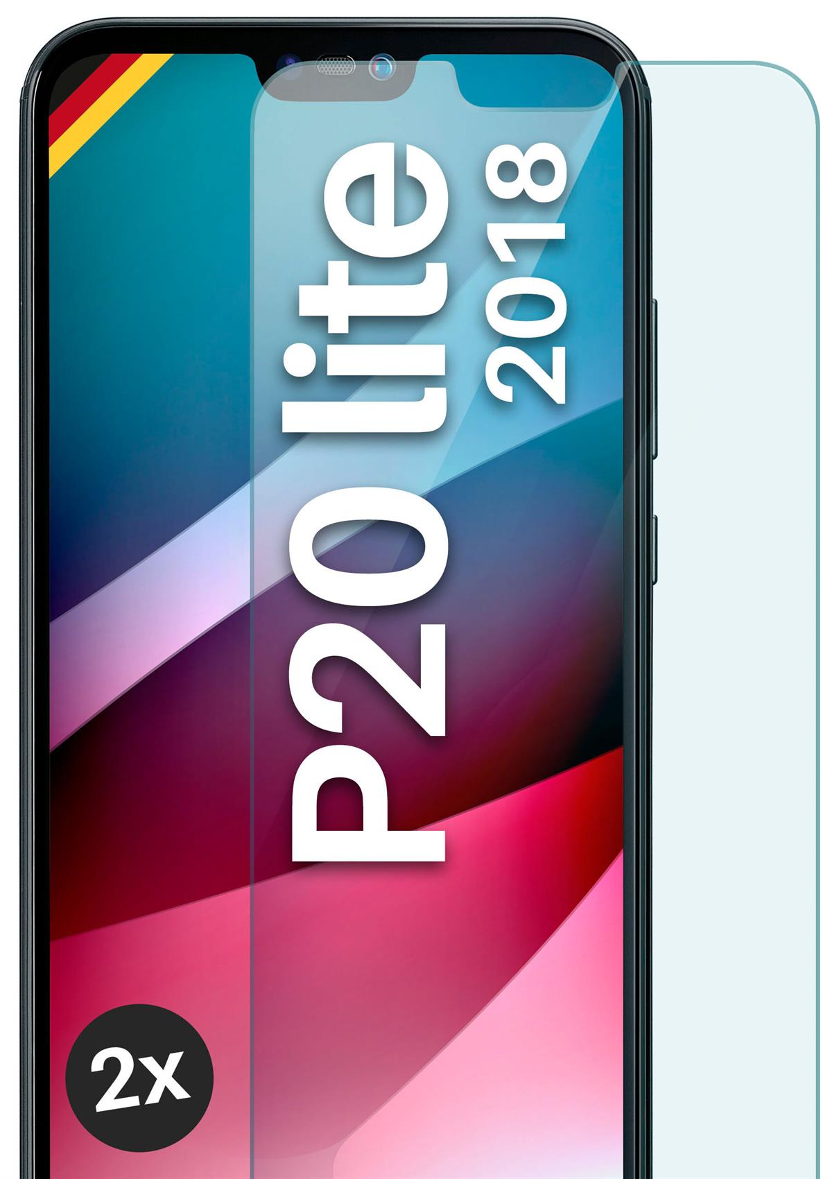 MOEX 2x Panzerglas - Schutzfolie, klar P20 Lite) Huawei Schutzglas(für