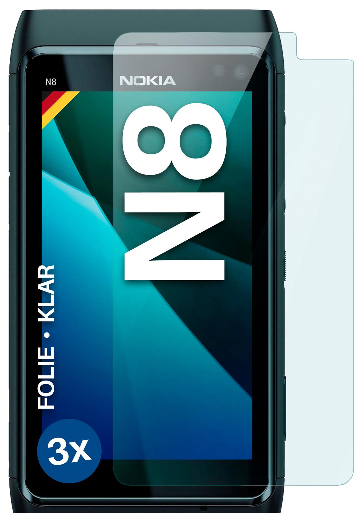 MOEX 3x Schutzfolie, Displayschutz(für Nokia klar N8)