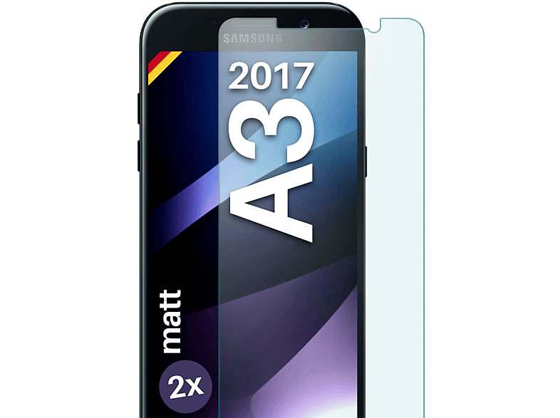 MOEX 2x Panzerglas - Schutzfolie, matt Schutzglas(für Samsung Galaxy A3 (2017))