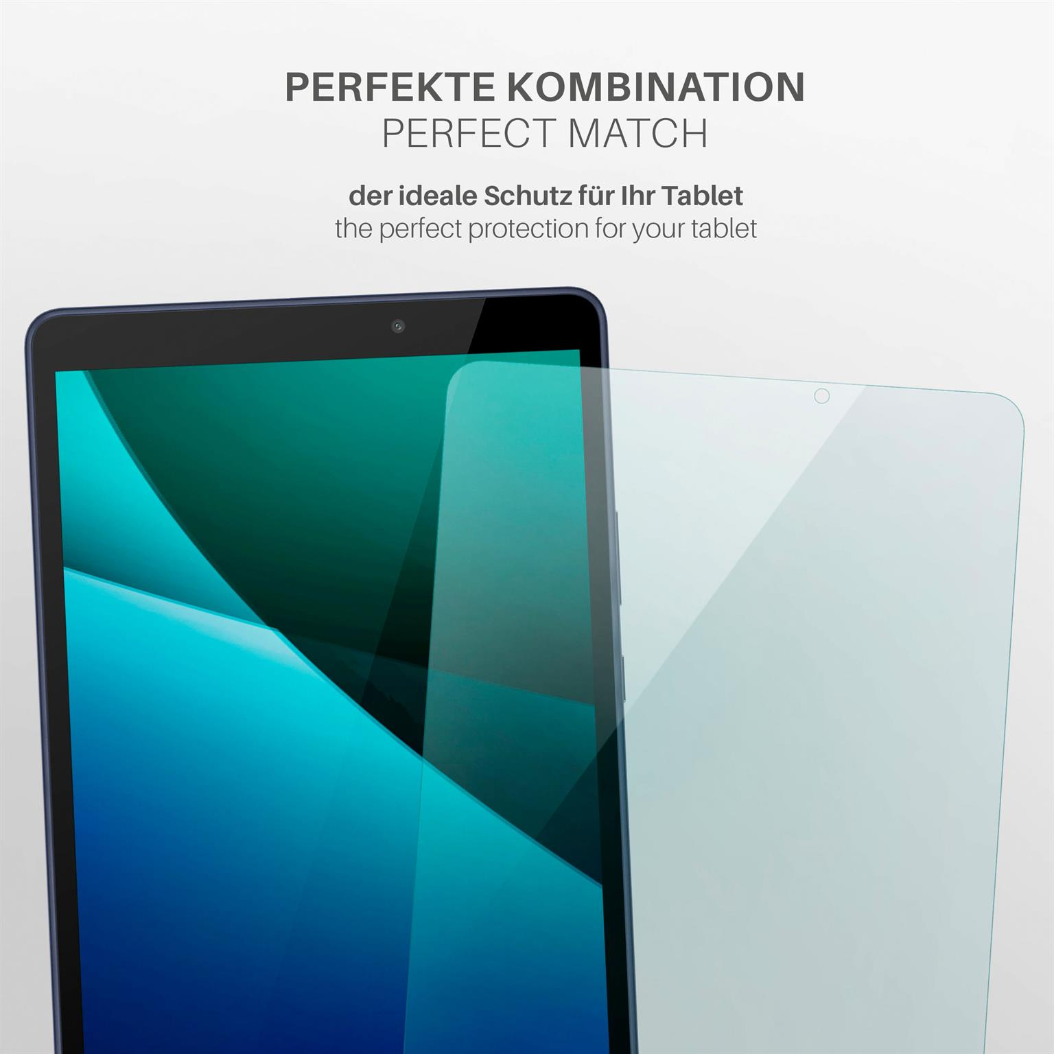 Tablet mit Displayschutz, zeigt perfekte Passform und Schutz.