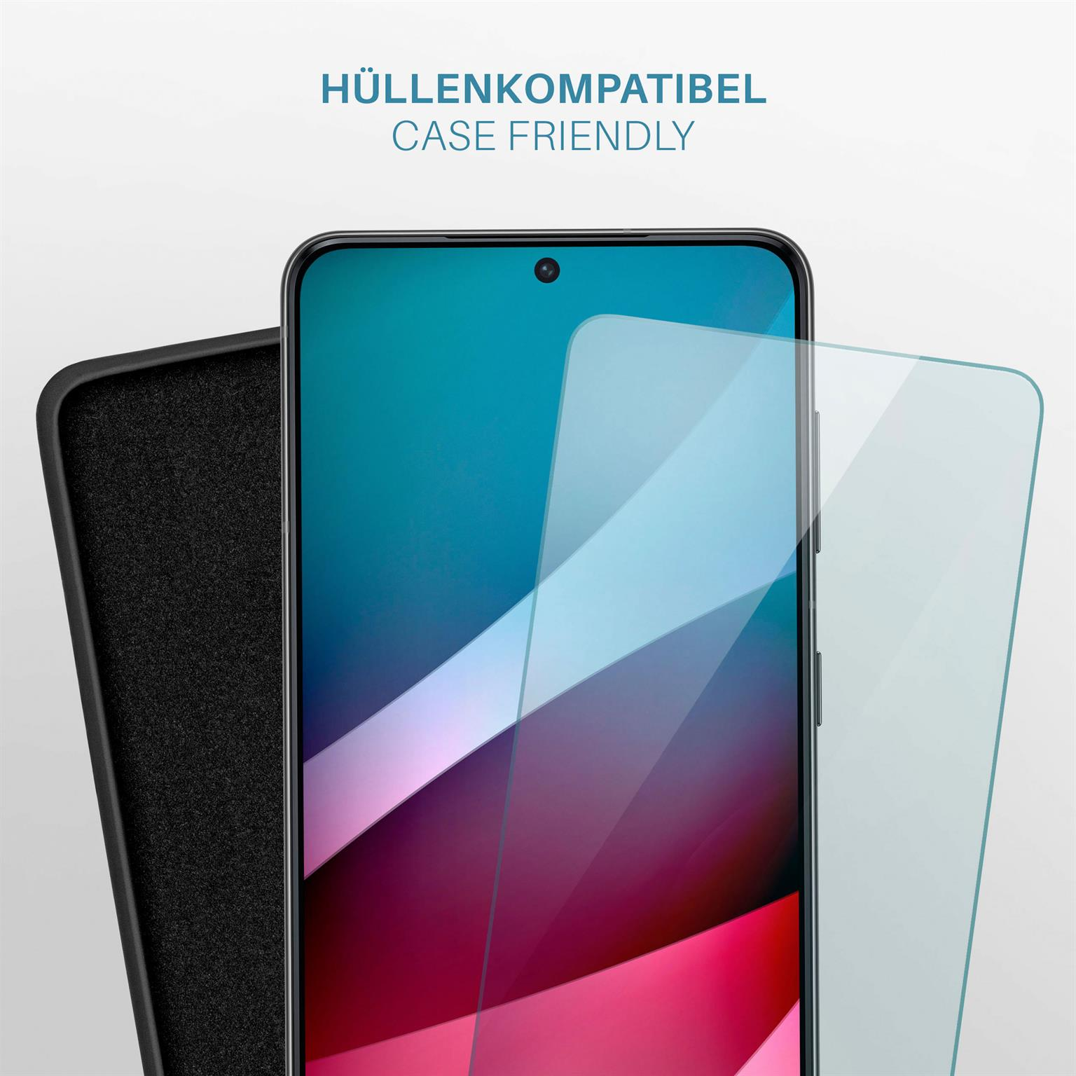 Ein Telefonbildschirm, auf dem eine Displayschutzfolie angebracht wird.