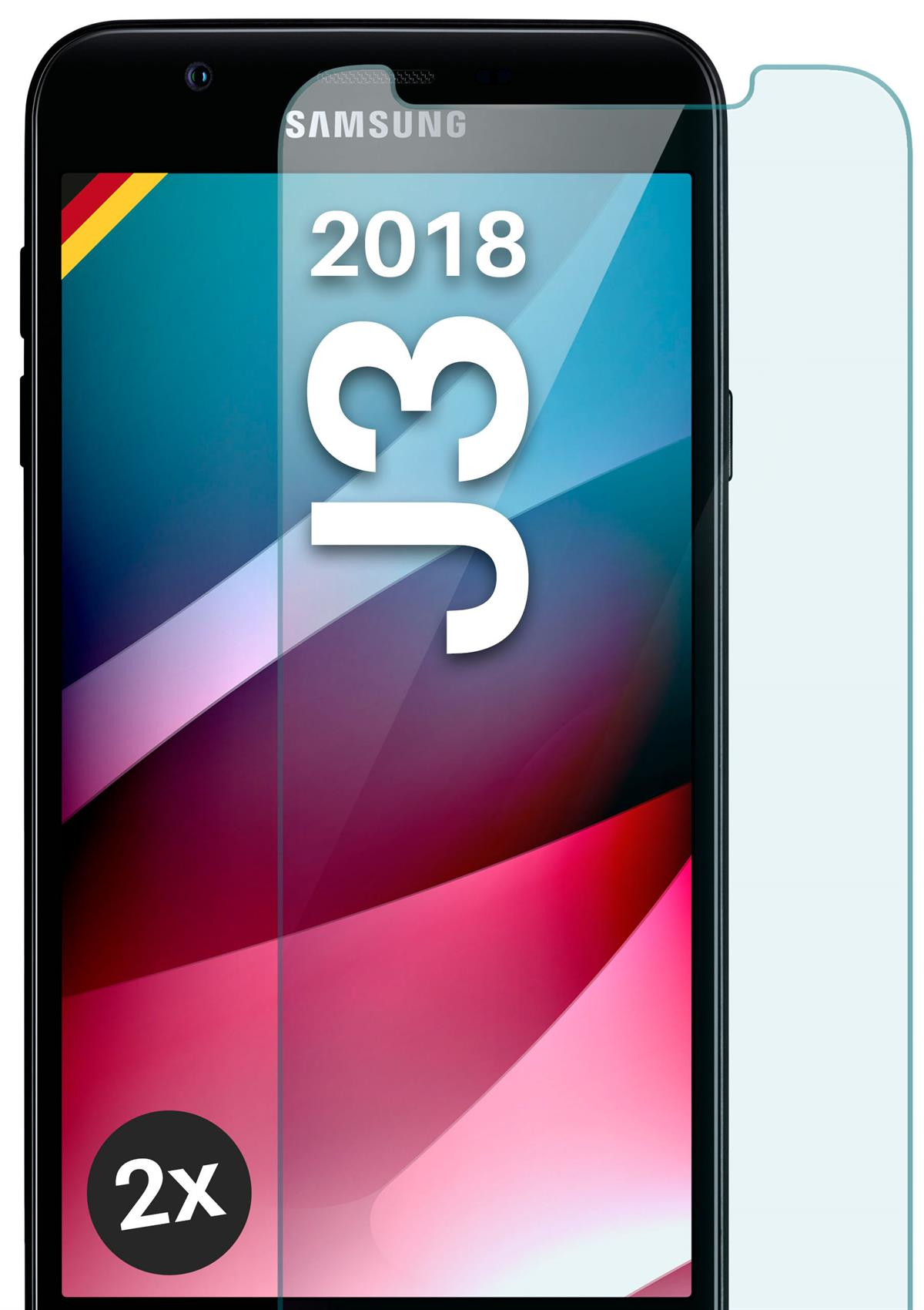 MOEX 2x Panzerglas Samsung Schutzglas(für J3 Galaxy - Schutzfolie, (2018)) klar