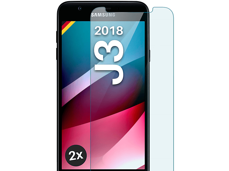 Schutzfolie, Panzerglas 2x Galaxy MOEX klar (2018)) Samsung - Schutzglas(für J3