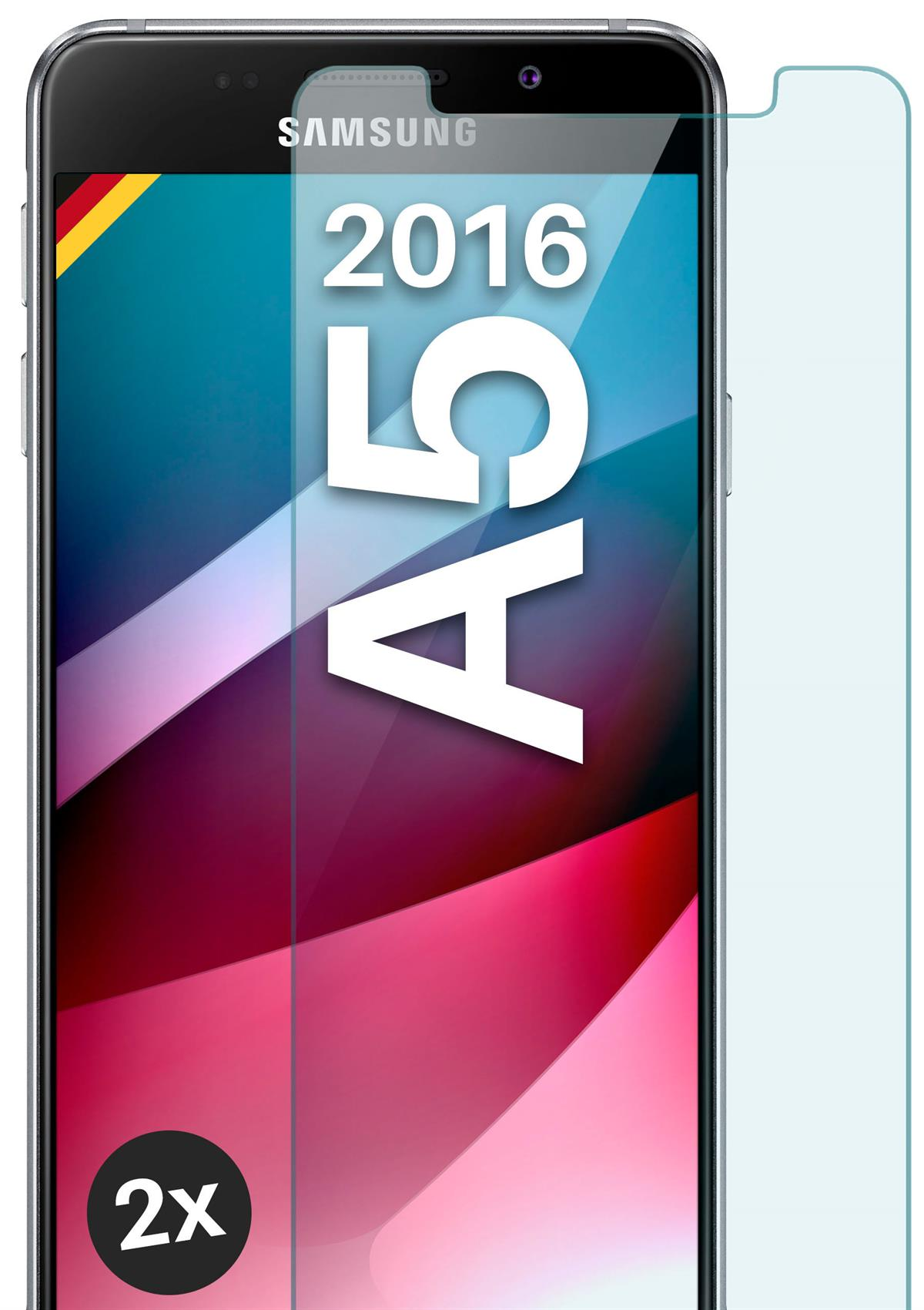 Panzerglas Schutzfolie, (2016)) 2x klar A5 Galaxy MOEX - Samsung Schutzglas(für