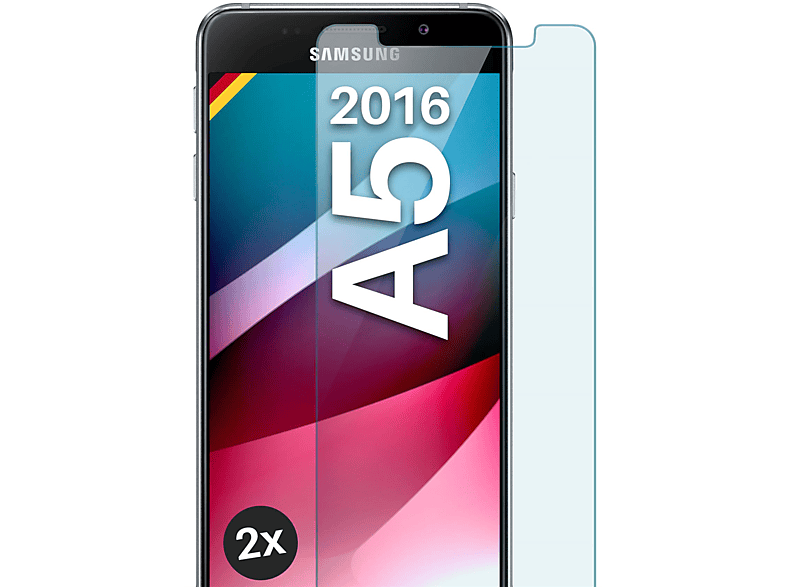 A5 2x Panzerglas Schutzfolie, (2016)) Galaxy Samsung - MOEX klar Schutzglas(für