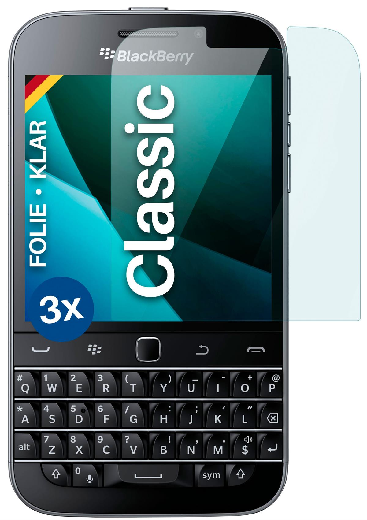 MOEX 3x Schutzfolie, klar Classic) Displayschutz(für BlackBerry