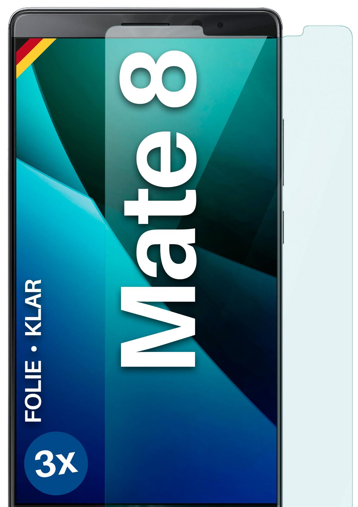 MOEX 3x Schutzfolie, klar Displayschutz(für Huawei 8) Mate