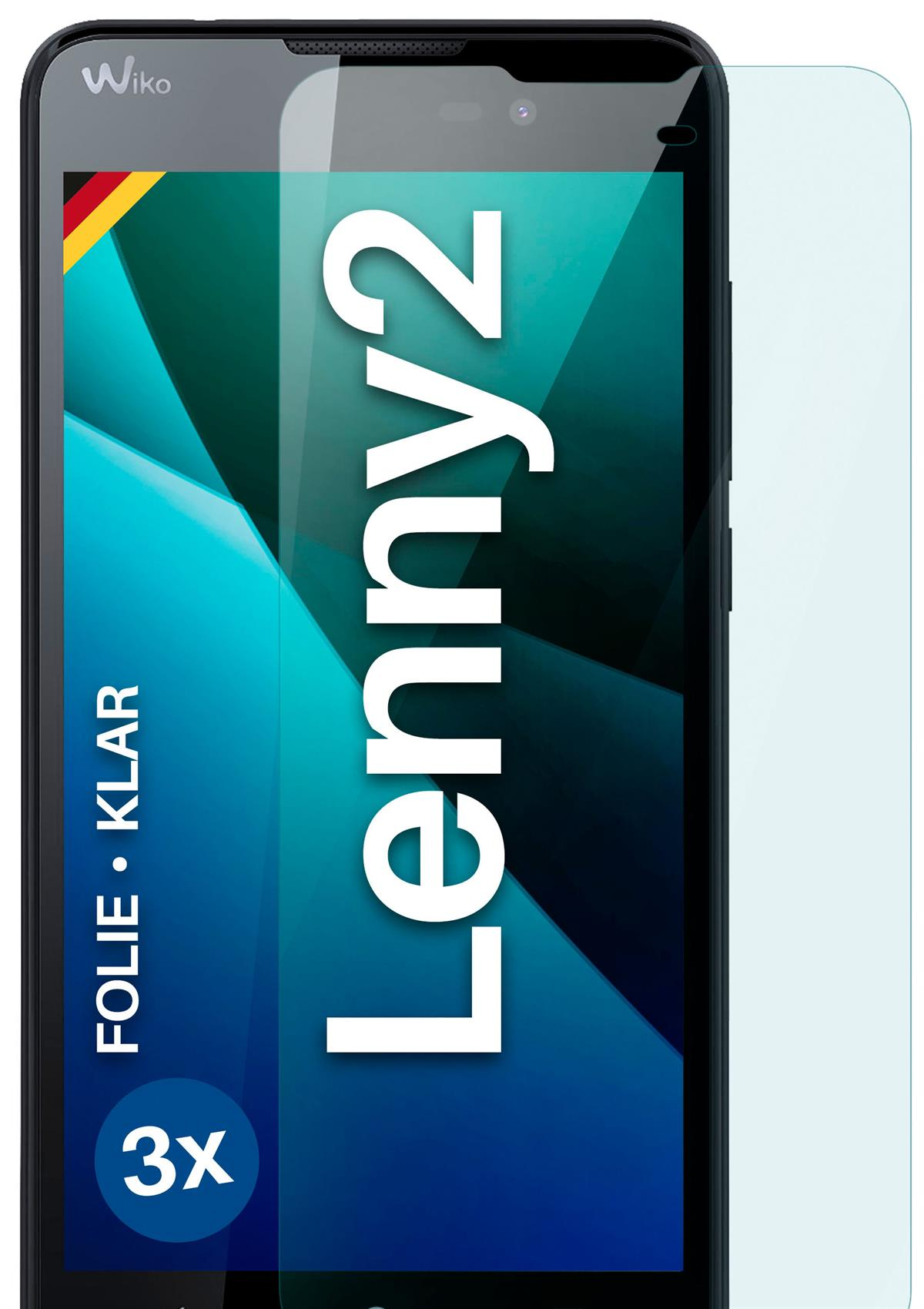 2) MOEX Schutzfolie, Displayschutz(für Wiko klar 3x Lenny