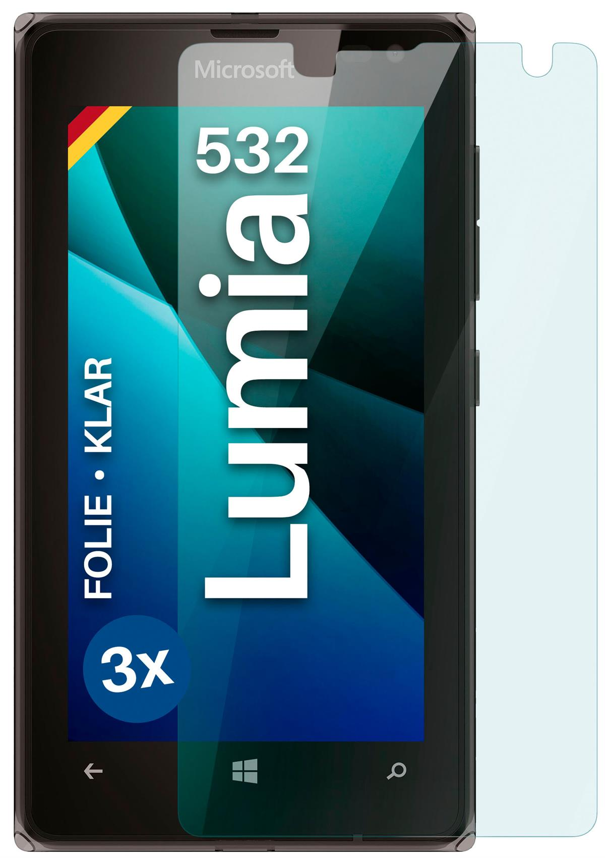 MOEX 3x Schutzfolie, klar Lumia Microsoft 532) Displayschutz(für
