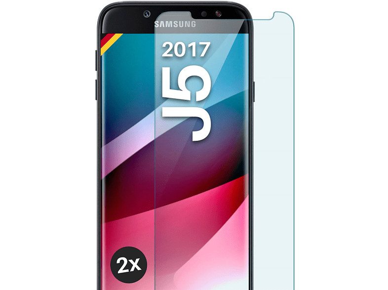 MOEX 2x klar Galaxy Panzerglas - J5 Schutzfolie, Samsung Schutzglas(für (2017))