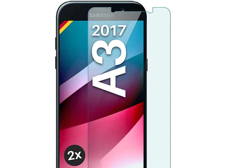 Samsung MOEX Galaxy - A3 Schutzglas(für 2x (2017)) Panzerglas Schutzfolie, klar