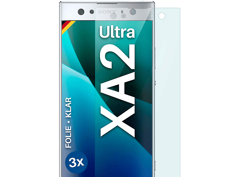 Xperia XA2 MOEX klar 3x Sony Displayschutz(für Ultra) Schutzfolie,