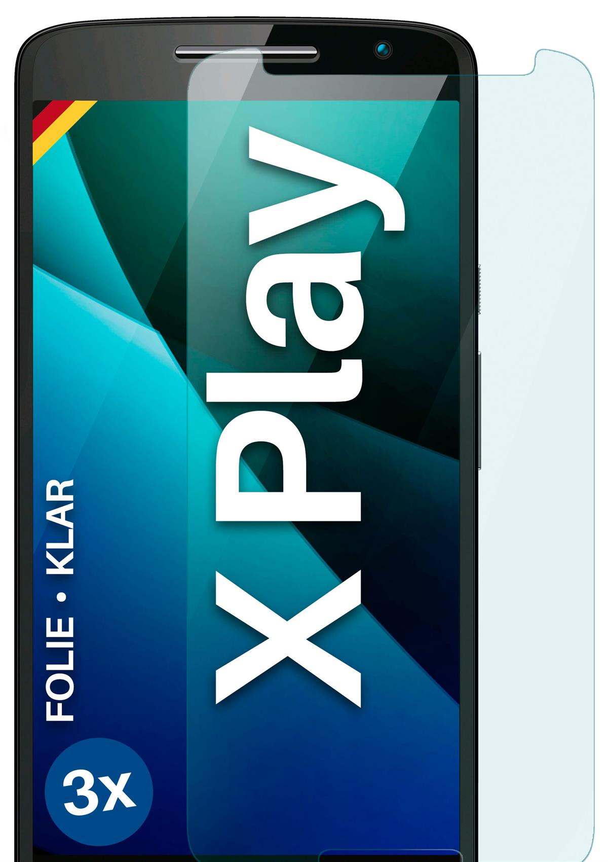 MOEX Moto klar Schutzfolie, Play) Motorola 3x Displayschutz(für X