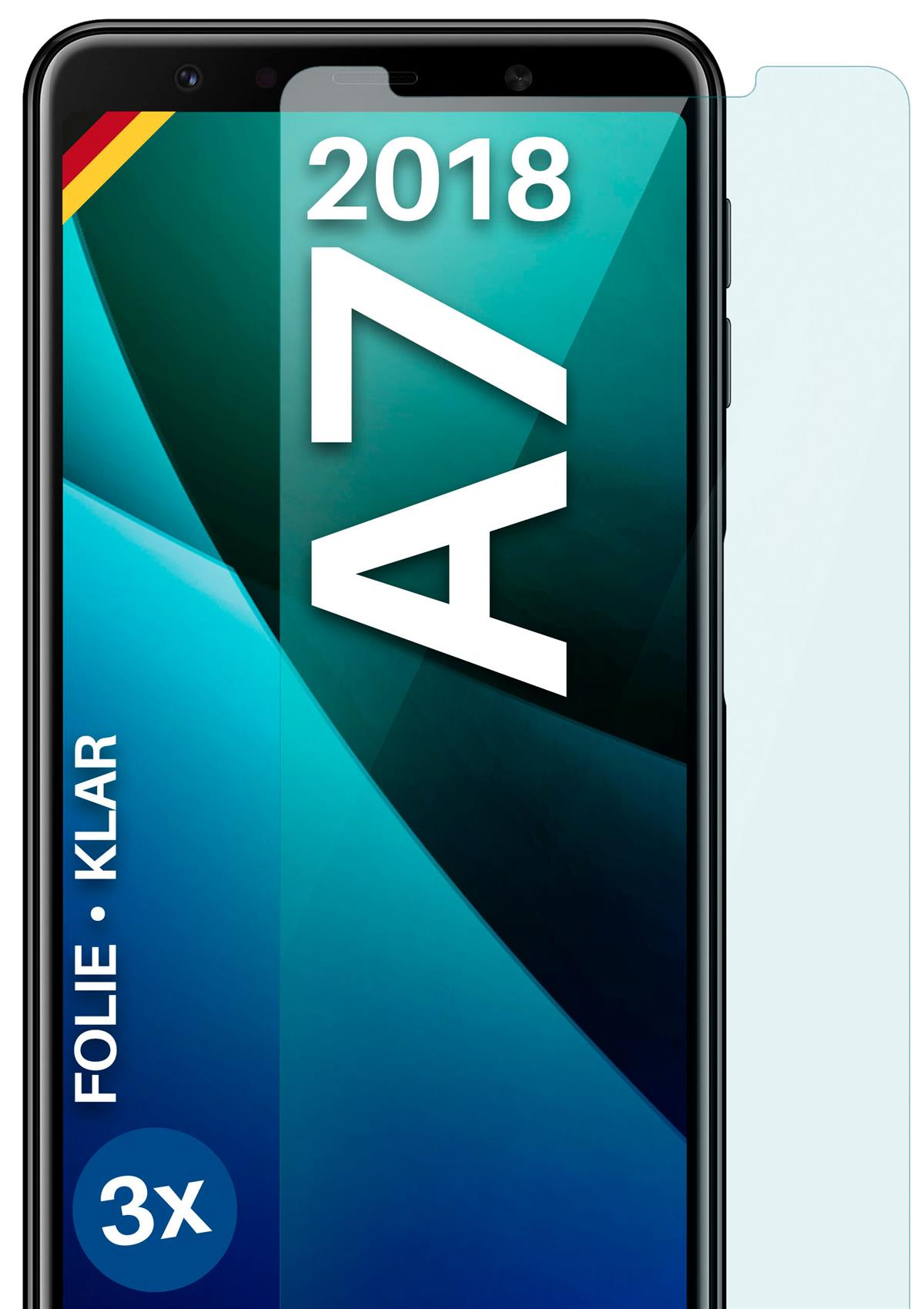 3x Displayschutz(für (2018)) Galaxy klar Schutzfolie, Samsung A7 MOEX