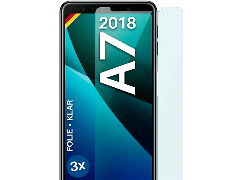 3x Displayschutz(für (2018)) Galaxy klar Schutzfolie, Samsung A7 MOEX