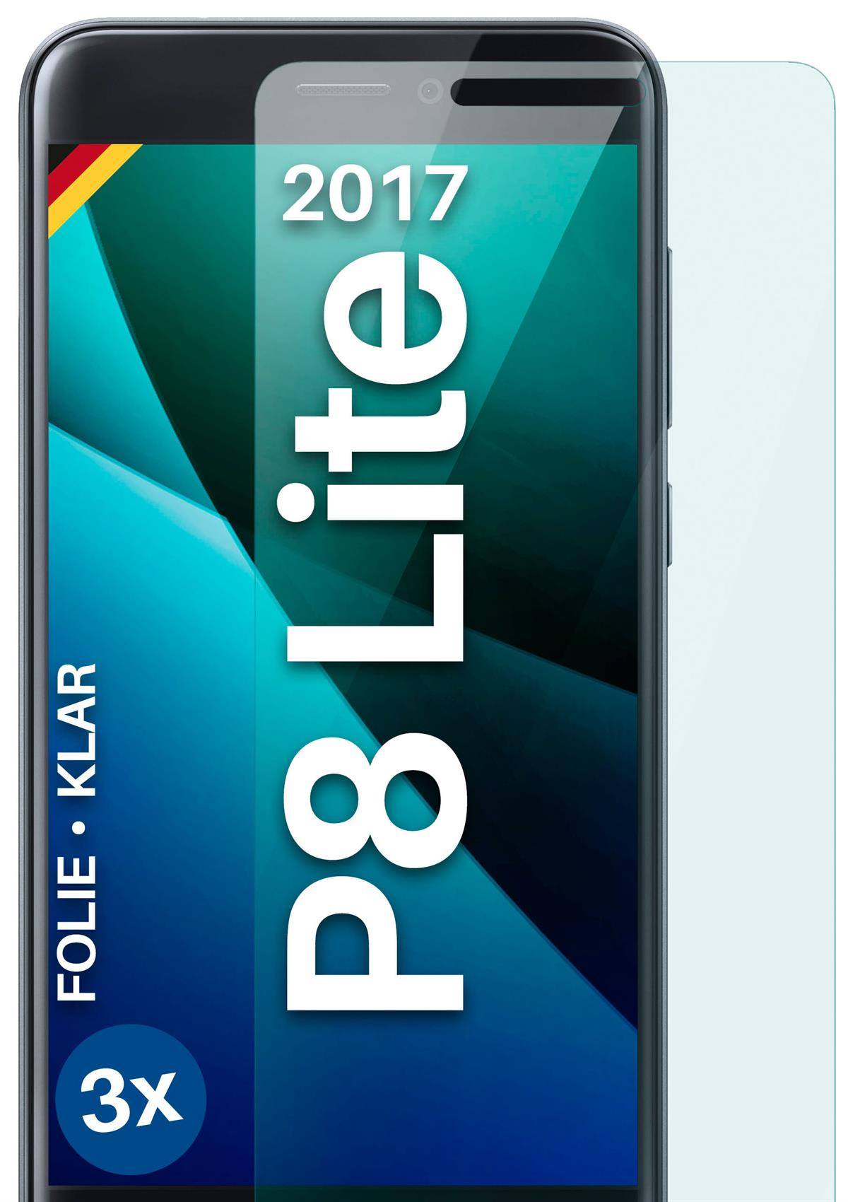 MOEX 3x Schutzfolie, klar Displayschutz(für Lite P8 Huawei 2017)
