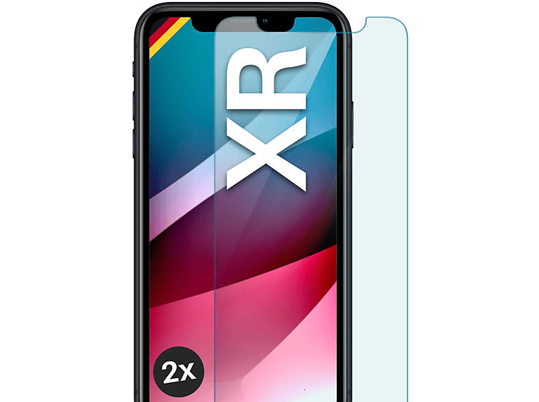 MOEX 2x Panzerglas Apple XR) Schutzfolie, iPhone - Schutzglas(für klar