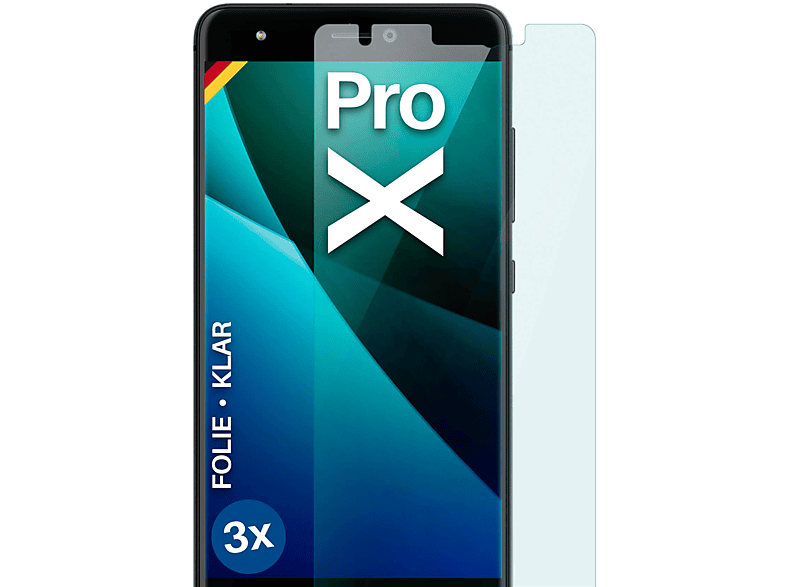 MOEX 3x Schutzfolie, klar Pro) BQ Displayschutz(für Aquaris X