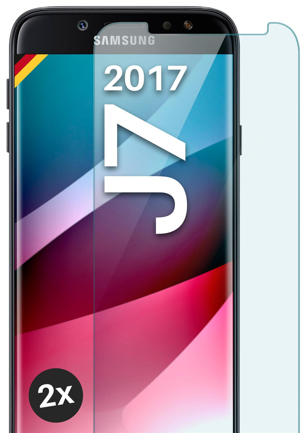 Galaxy Panzerglas MOEX Schutzglas(für (2017)) 2x J7 klar - Schutzfolie, Samsung