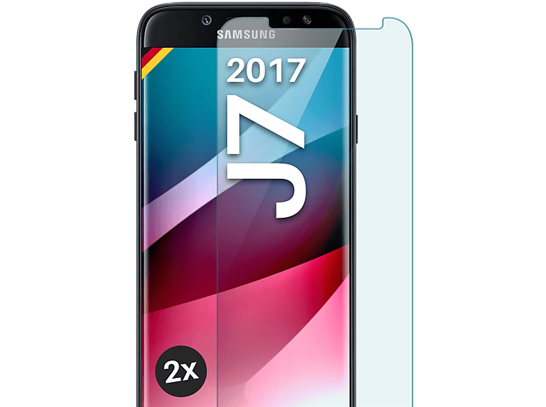 MOEX 2x Panzerglas - Schutzfolie, klar Schutzglas(für Samsung Galaxy J7 (2017))