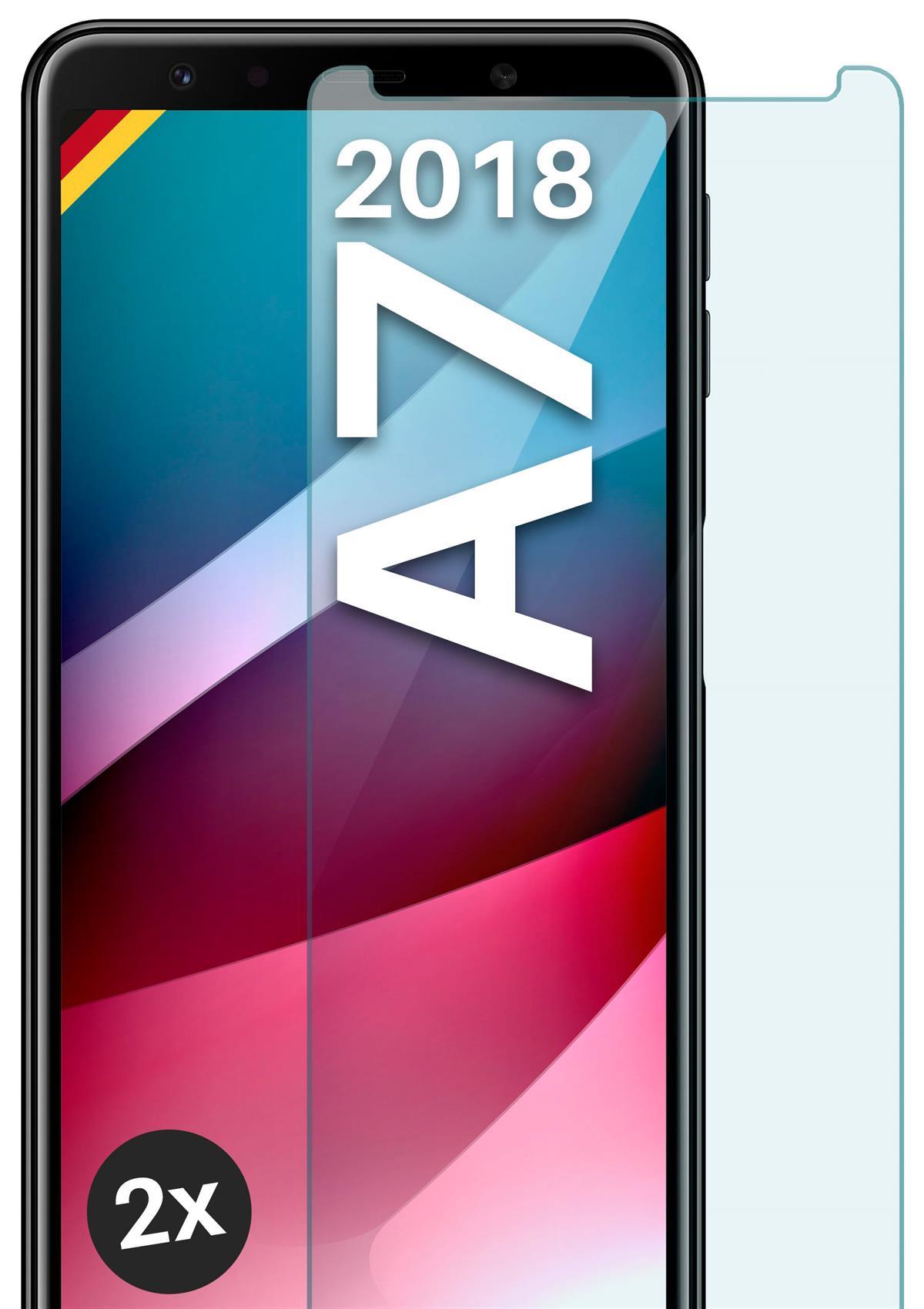 MOEX 2x Panzerglas - Schutzfolie, Galaxy Schutzglas(für (2018)) A7 Samsung klar