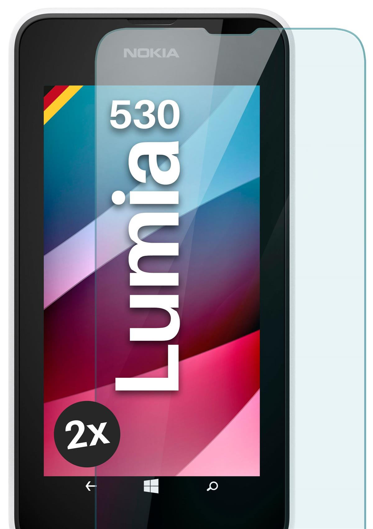 Schutzglas(für 530) klar - 2x Schutzfolie, Panzerglas MOEX Nokia Lumia