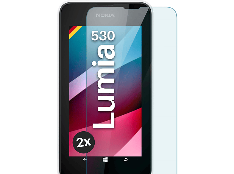 Lumia 530) Schutzglas(für - MOEX 2x Panzerglas klar Schutzfolie, Nokia