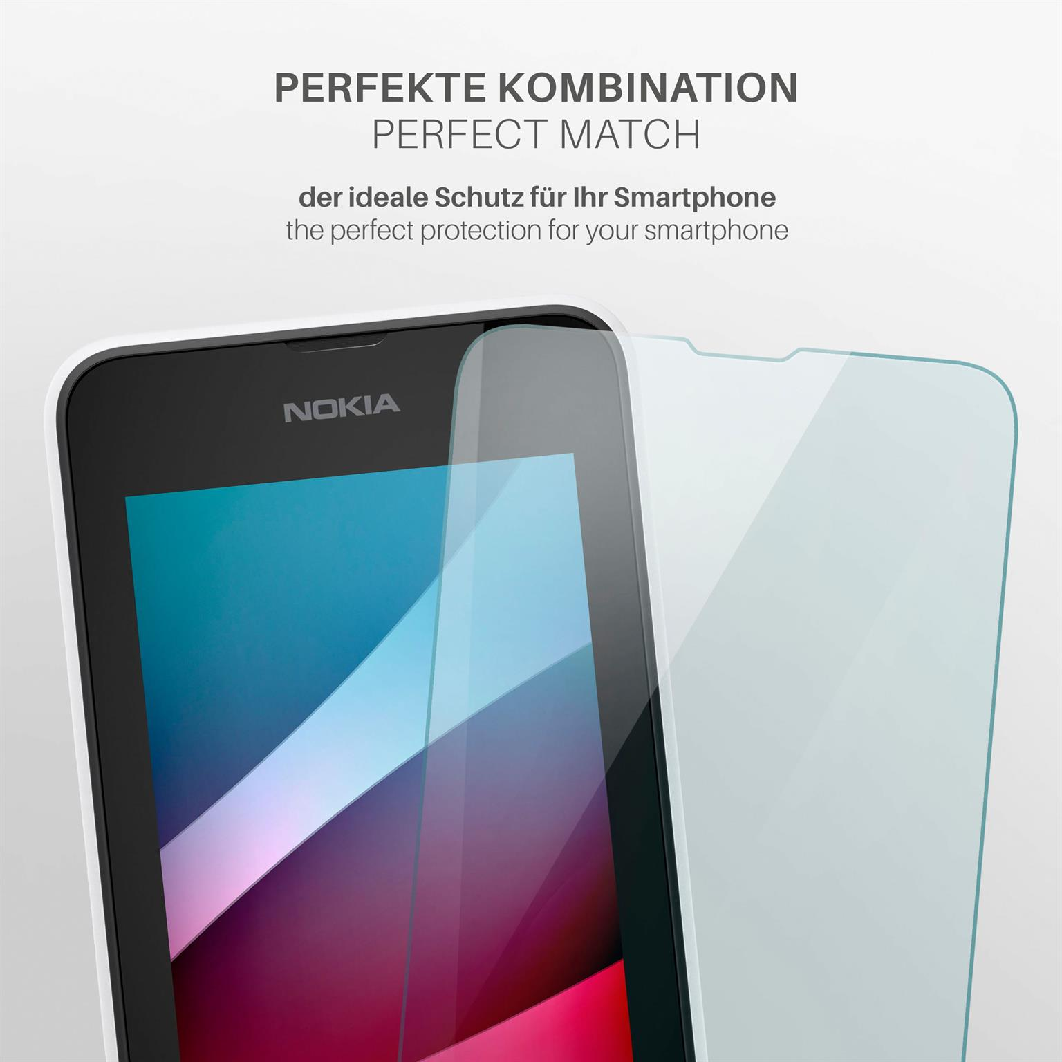 MOEX 2x Nokia klar 530) Schutzglas(für Lumia Schutzfolie, - Panzerglas