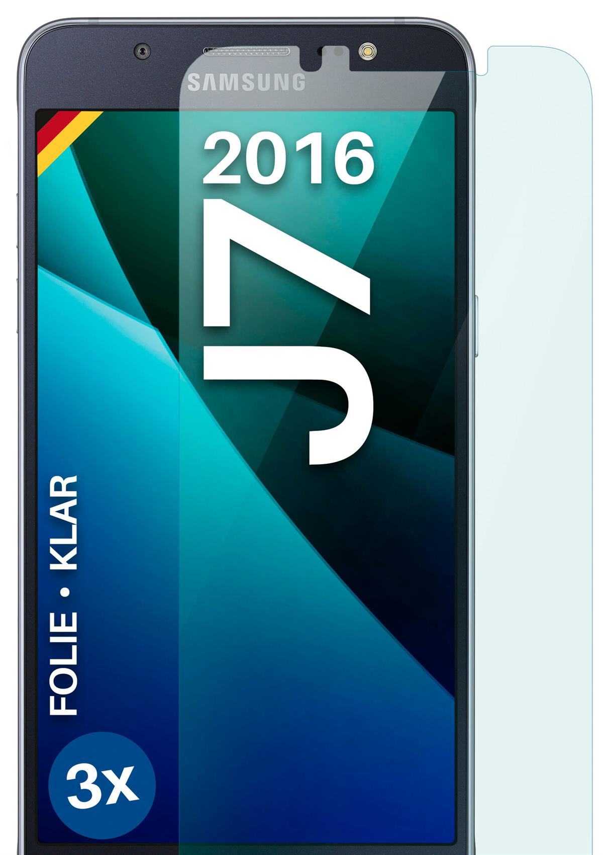 J7 klar Samsung 3x MOEX (2016)) Schutzfolie, Galaxy Displayschutz(für
