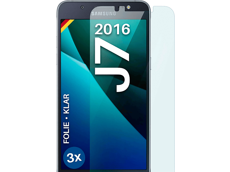 MOEX 3x Schutzfolie, klar Displayschutz(für Samsung Galaxy J7 (2016))