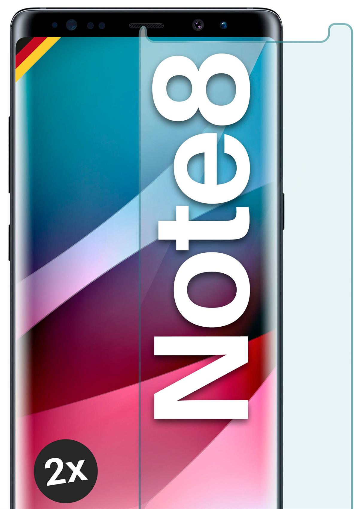 Galaxy - Note 2x Schutzfolie, 8) Schutzglas(für klar Panzerglas MOEX Samsung