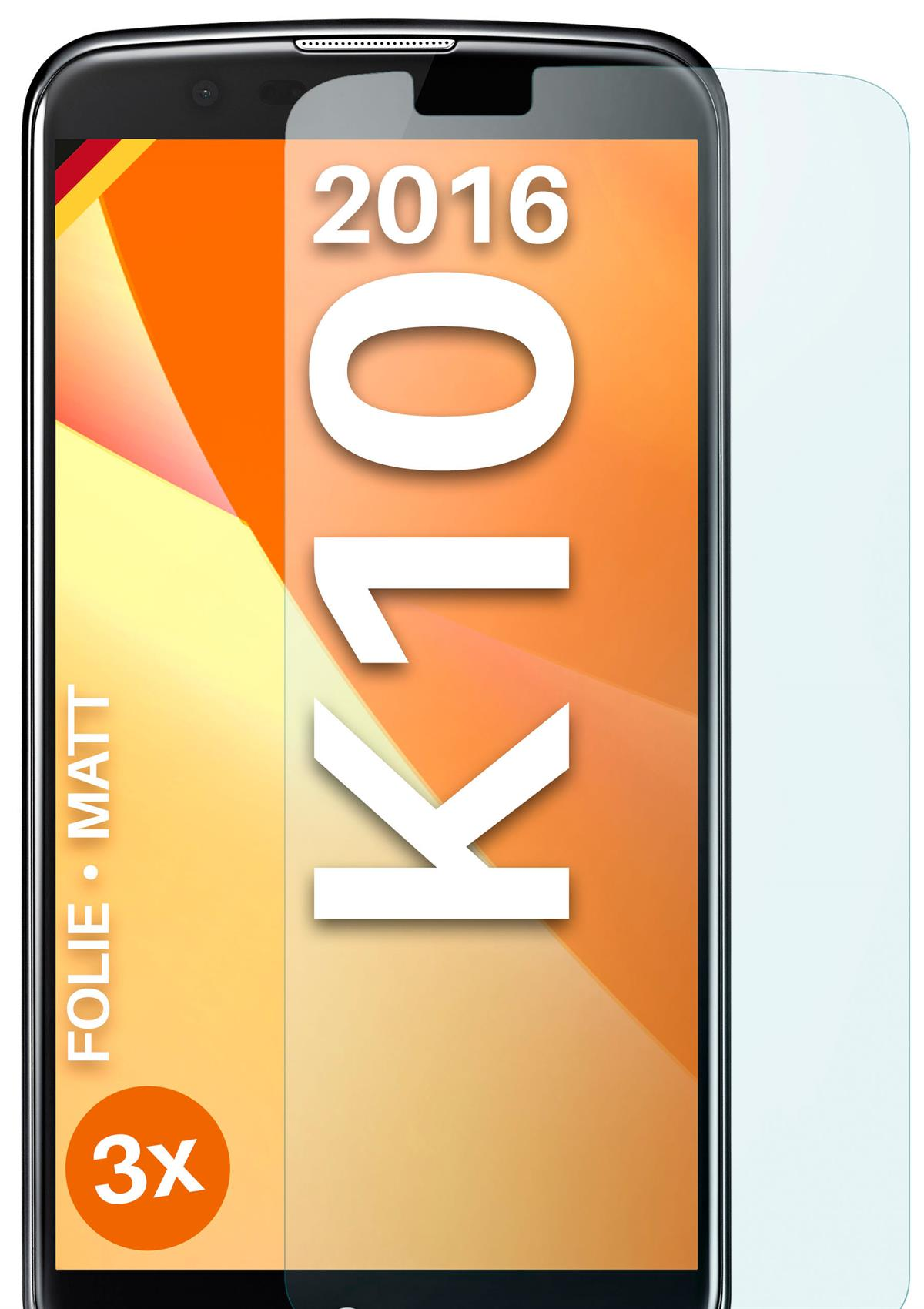 K10 Schutzfolie, (2016)) LG 3x Displayschutz(für matt MOEX