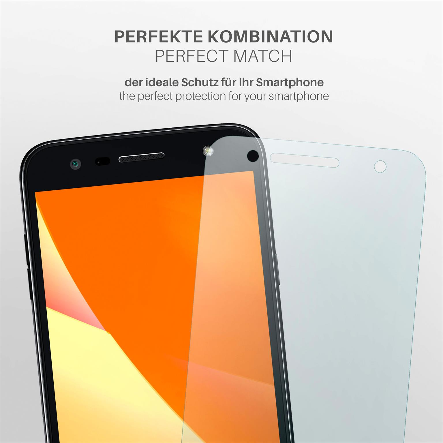 Smartphone mit Displayschutzfolie, perfekte Kombination. Zeigt ein schwarzes Telefon mit einer Displayschutzfolie.