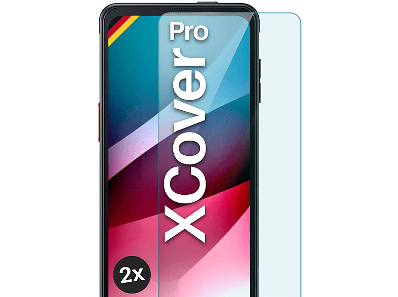 MOEX 2x Panzerglas - Pro) Schutzfolie, Schutzglas(für Samsung Xcover Galaxy klar
