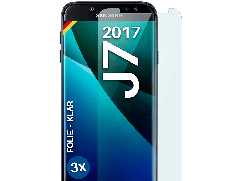 MOEX 3x Schutzfolie, klar Displayschutz(für Samsung Galaxy J7 (2017))