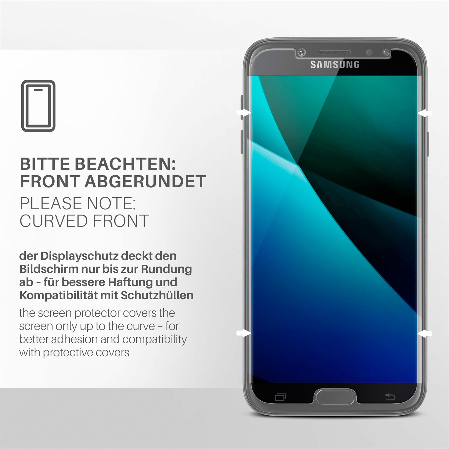 MOEX 3x Schutzfolie, J7 Displayschutz(für Samsung (2017)) klar Galaxy
