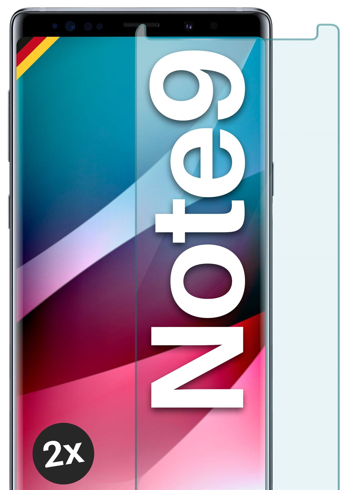 MOEX 2x Panzerglas - Schutzfolie, Samsung Note 9) Galaxy Schutzglas(für klar
