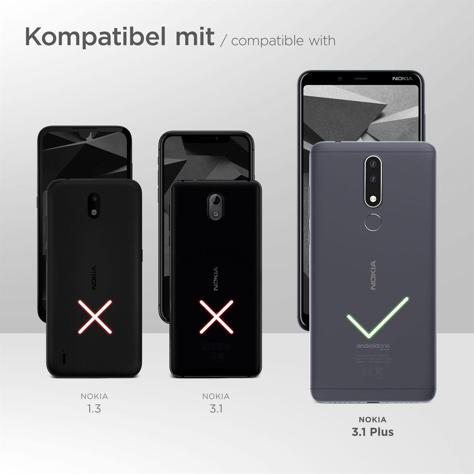 Bild, das Handyhüllen vergleicht, mit einer Nokia-Hülle, die mit dem Nokia 3.1 Plus kompatibel ist.