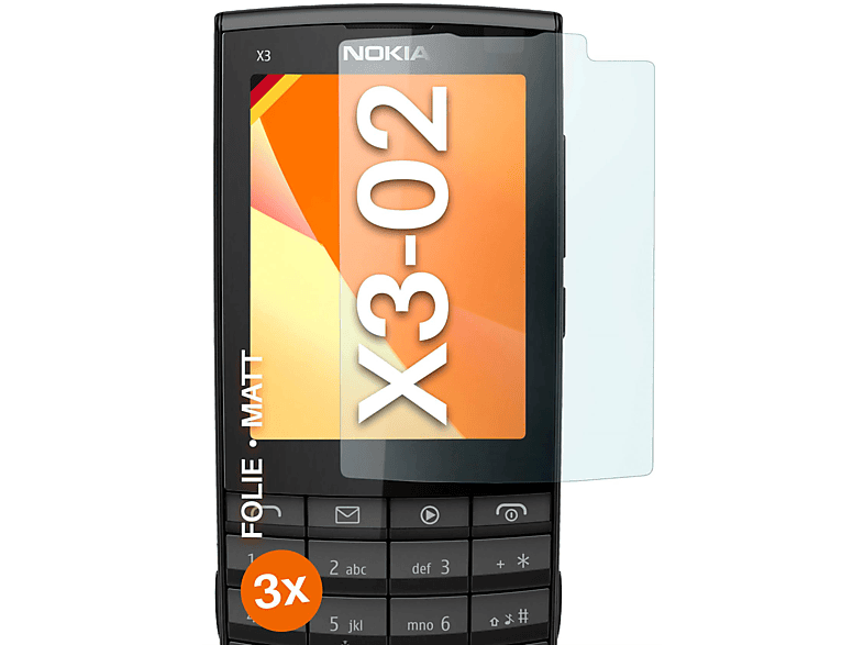 MOEX 3x Schutzfolie, matt Displayschutz(für Nokia X3-02)